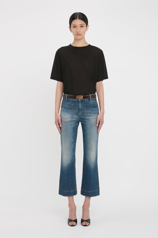 Classic Cotton Crepe T-Shirt In Black