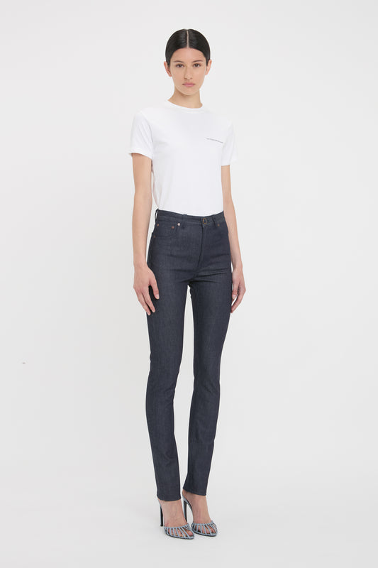 High Waisted Skinny Jean In Dark Indigo Raw