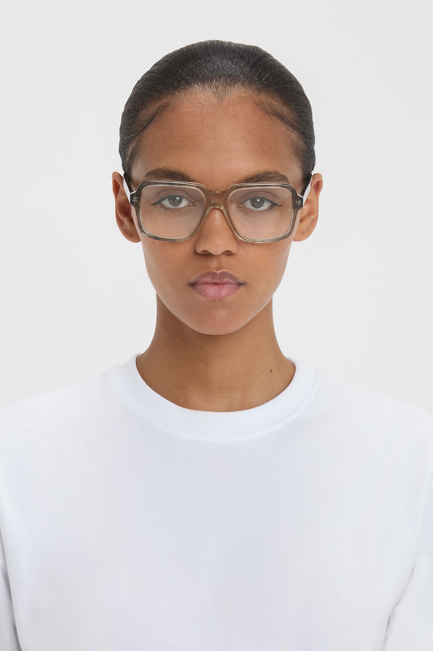 Oversized Square Opticals In Vintage Shaded Grey