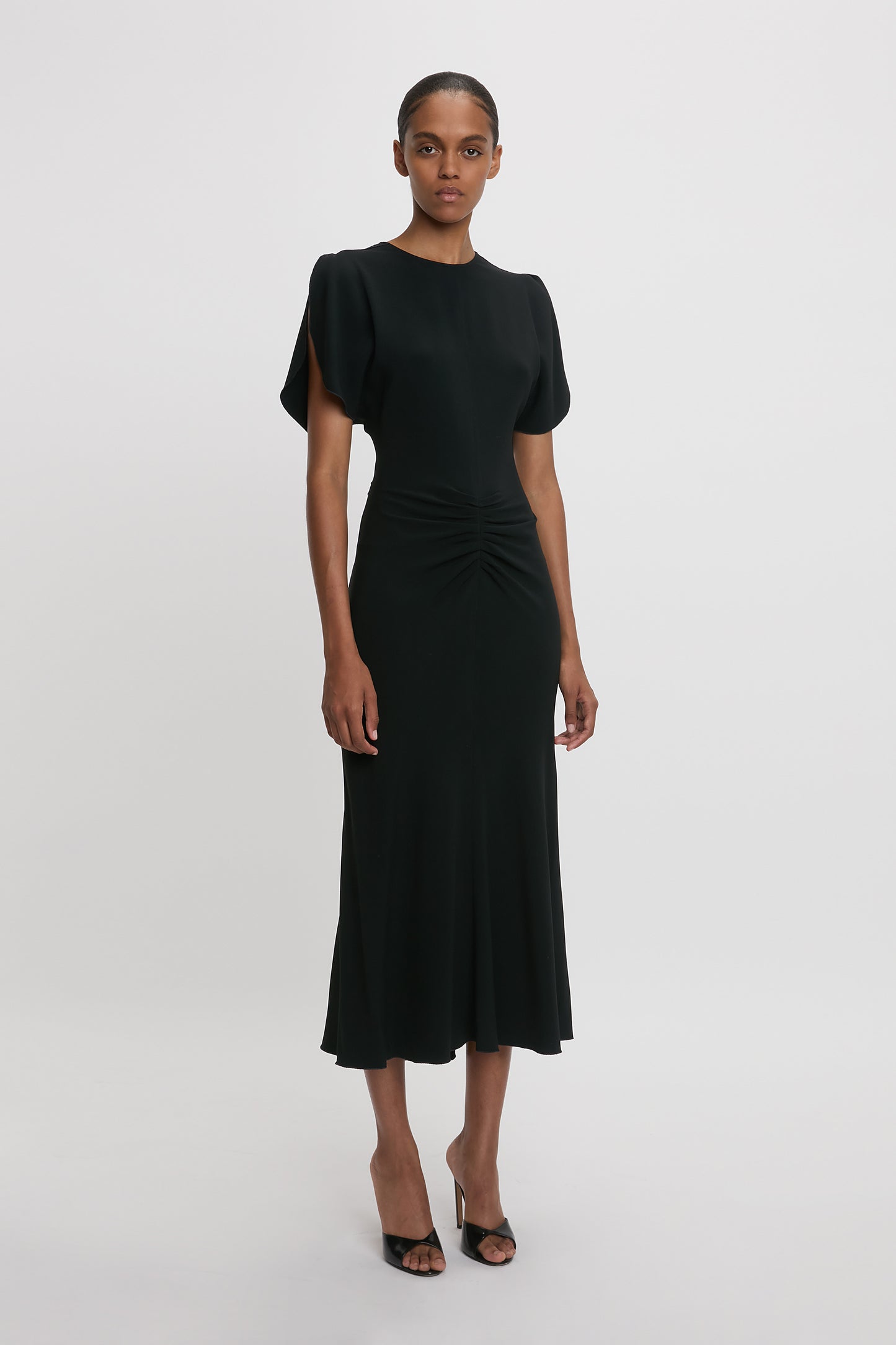 Black midi dress with sleeves hotsell