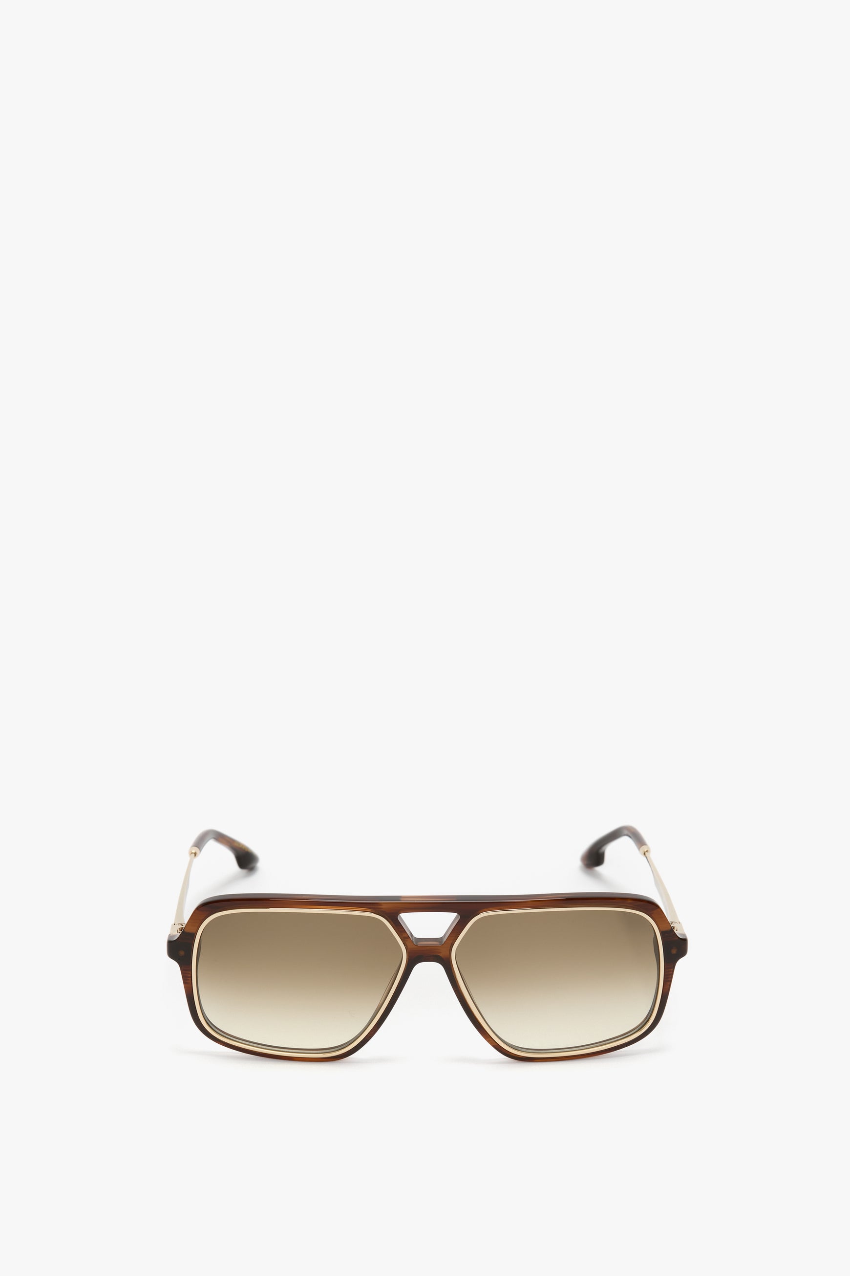 Double Bridge Aviator Sunglasses In Brown Horn