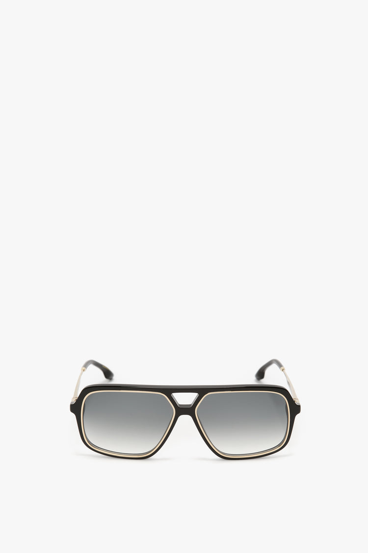 Double Bridge Aviator Sunglasses In Black