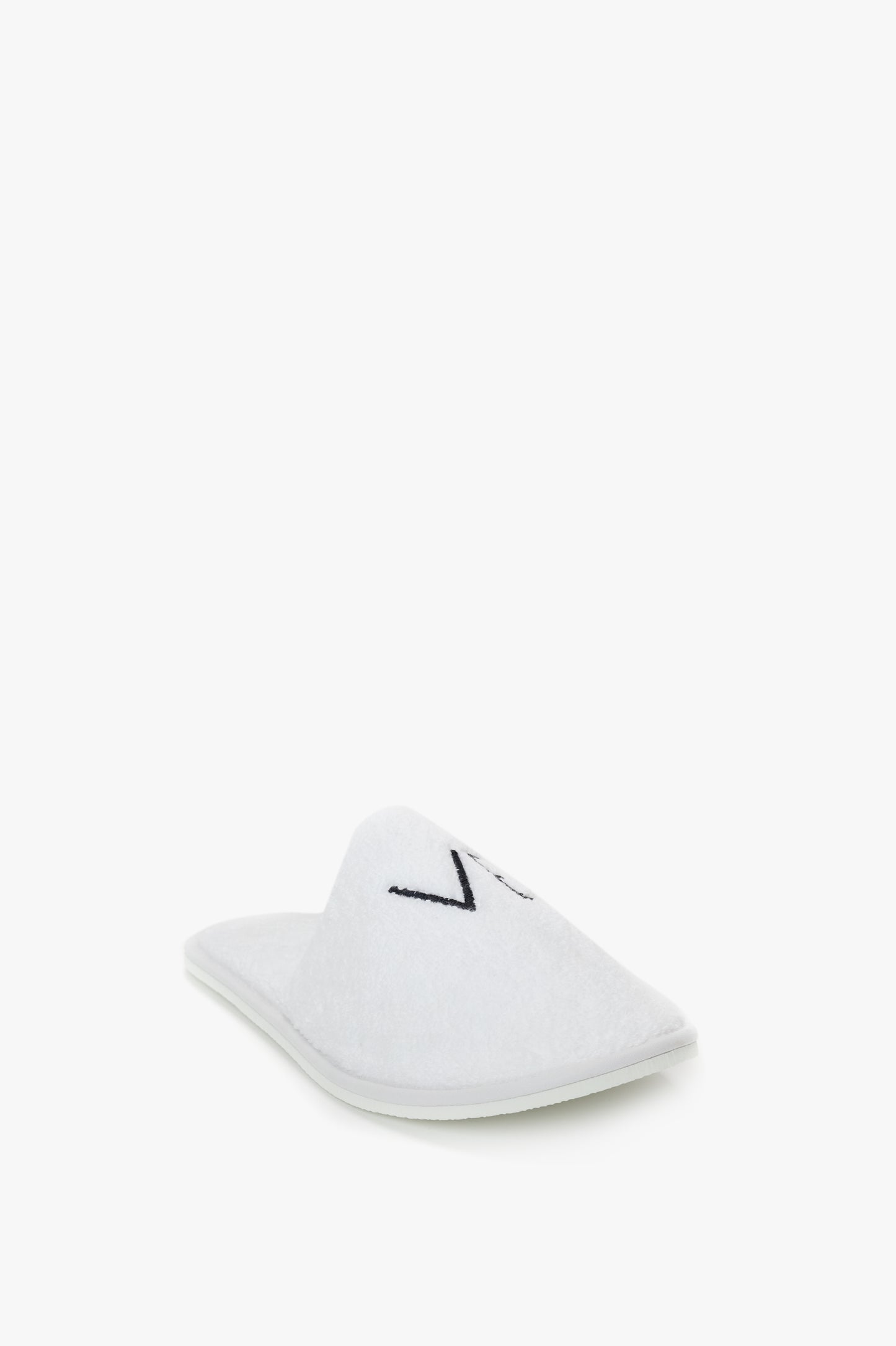 VB Embroidered Towelling Slippers In White