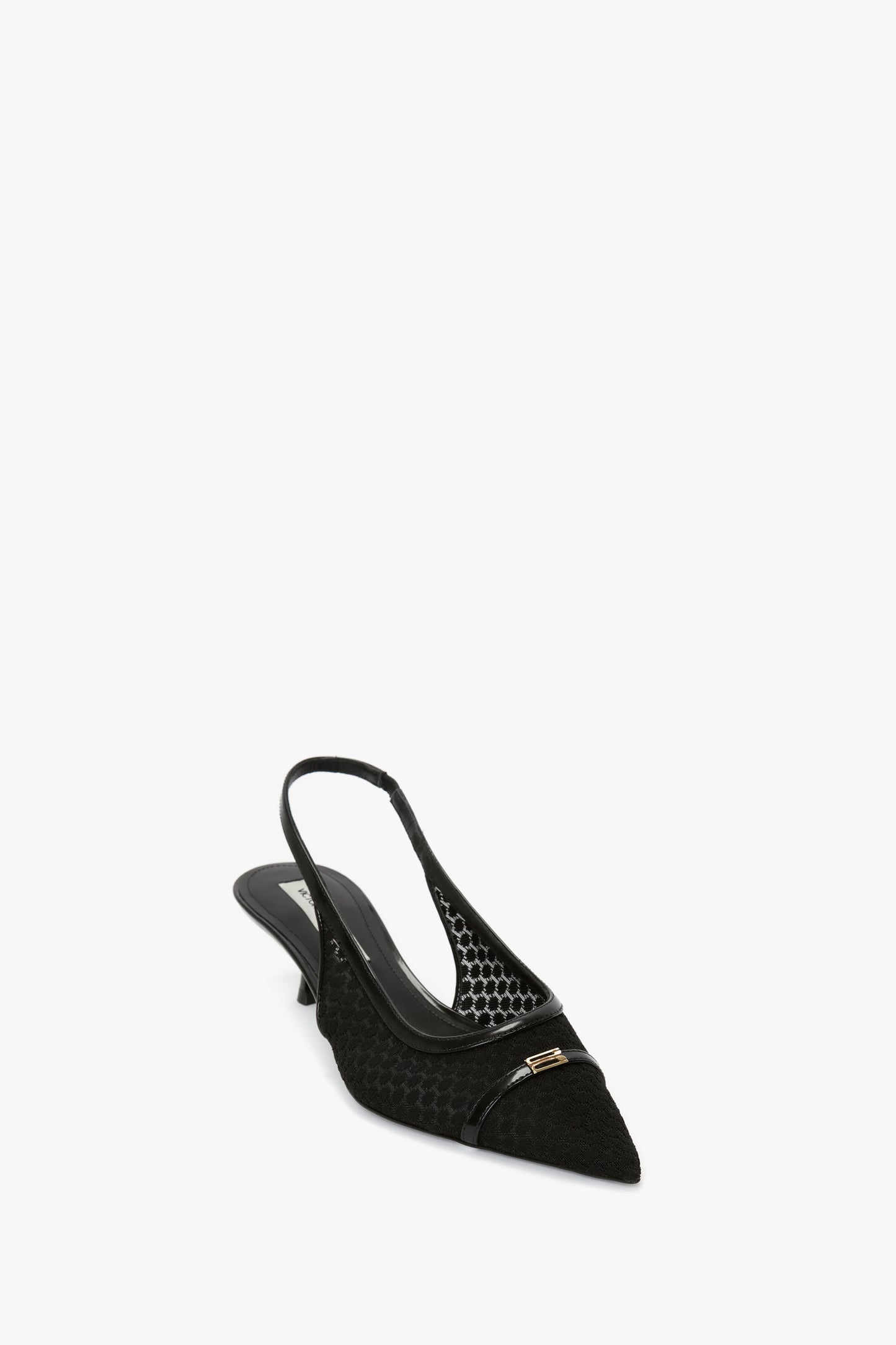 Mesh Slingback Kitten Heel In Black