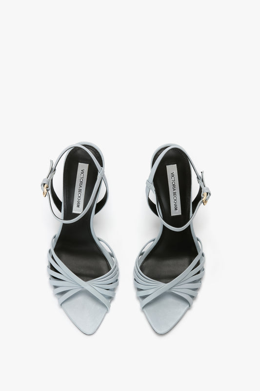 Open Toe Cage Sandal In Grey Leather