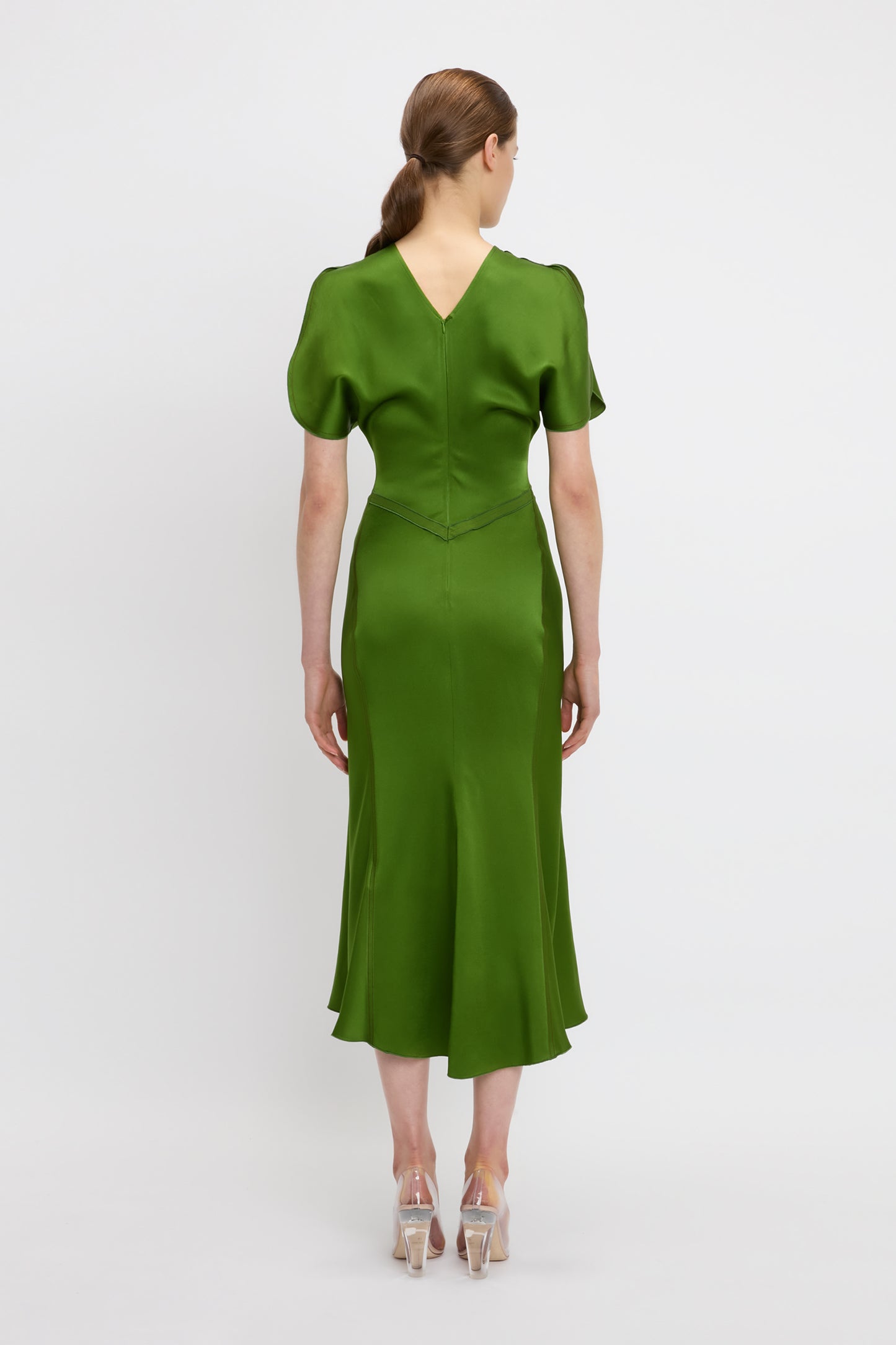 Gathered Waist Dress In Algae