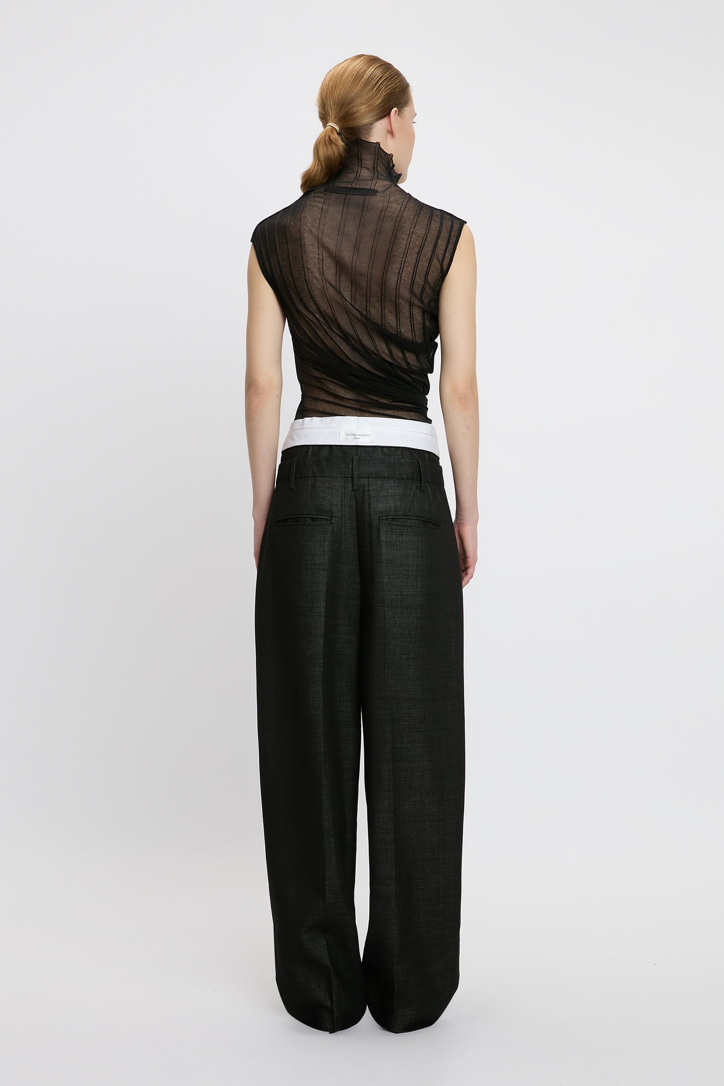 Double Waistband Trouser In Black