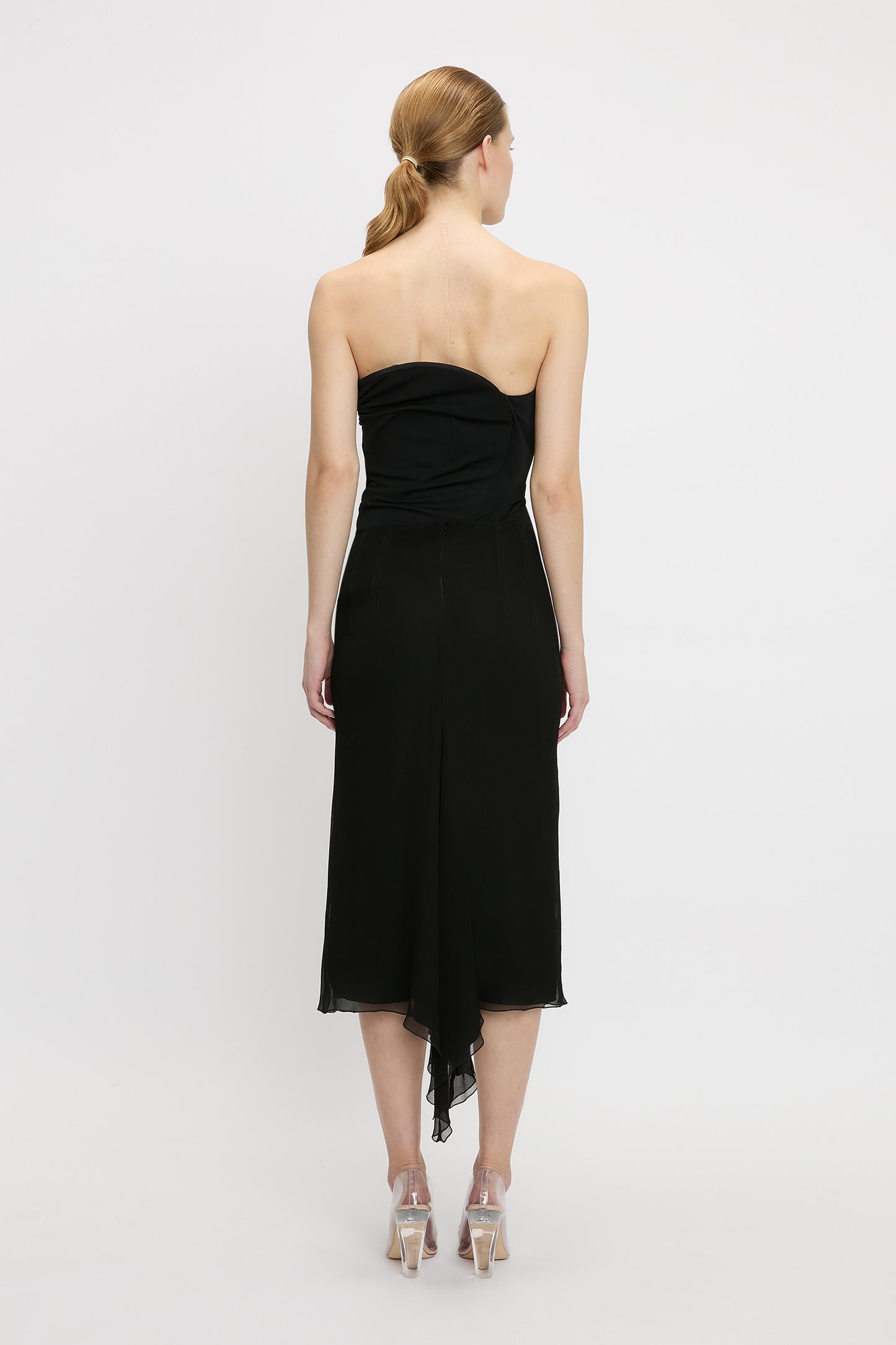 Strapless Wave Detail Top In Black