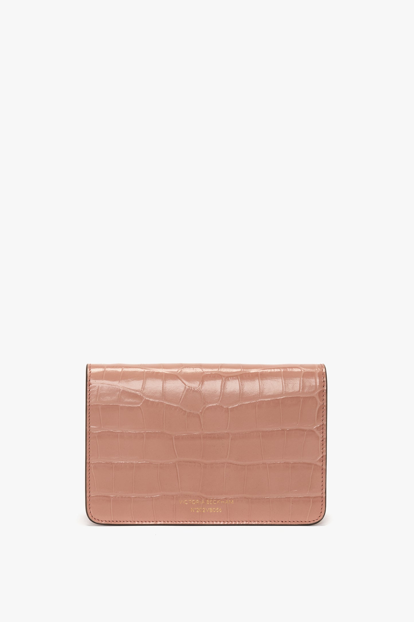 Nano Dorian Wristlet In Blush Pink Croc Embossed Leather