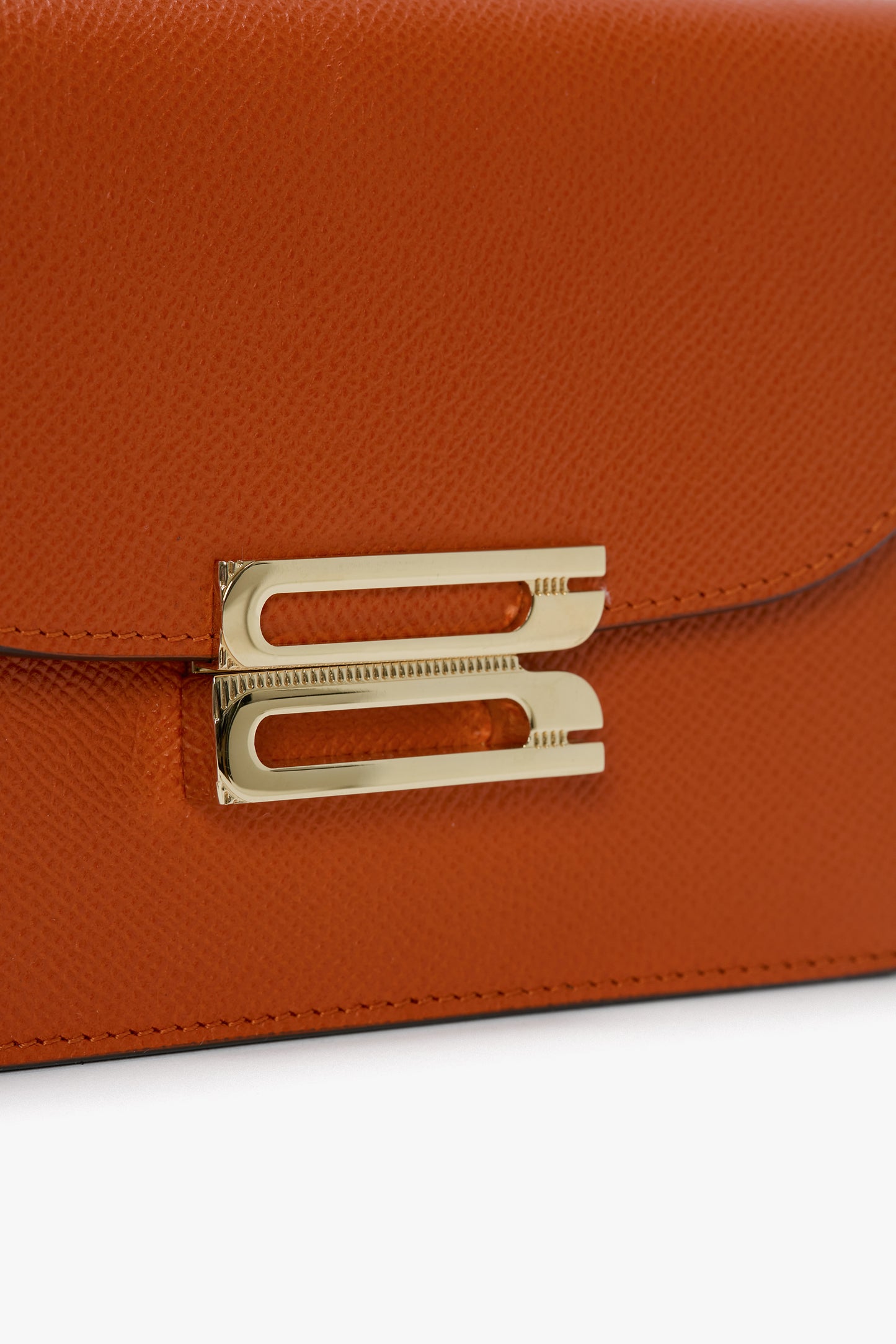 Nano Dorian Wristlet In Burnt Orange Grained Leather