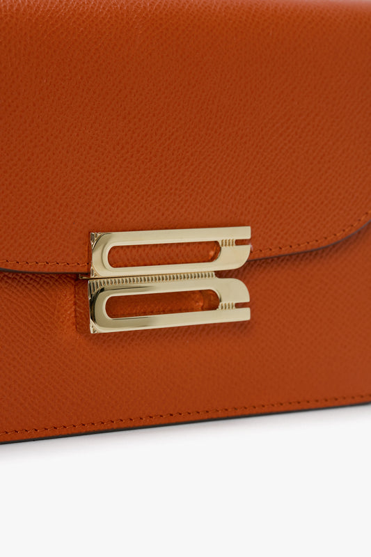 Nano Dorian Wristlet In Burnt Orange Grained Leather