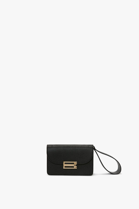 Nano Dorian Wristlet In Black Grained Leather