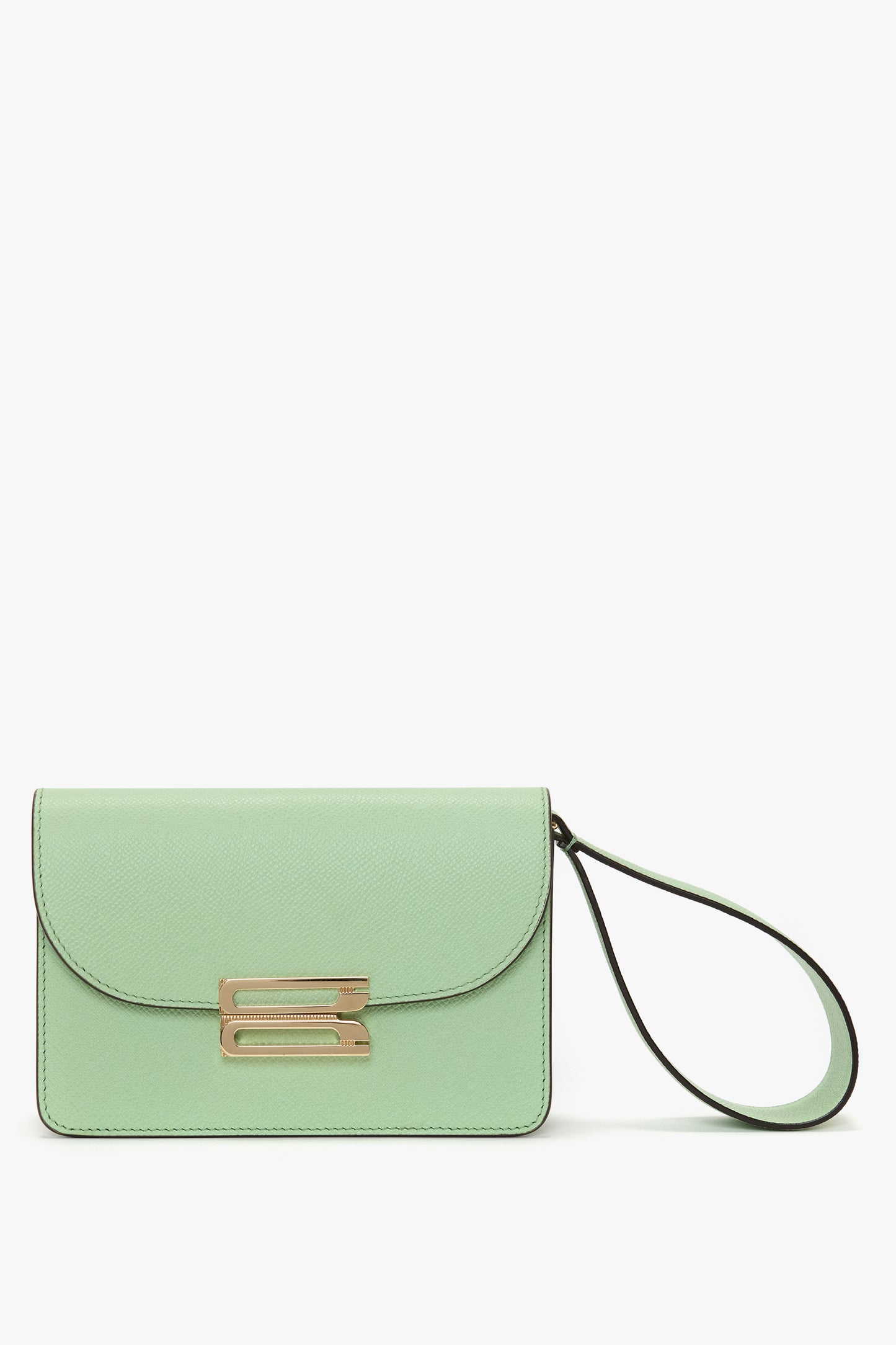 Nano Dorian Wristlet In Jade Grained Leather