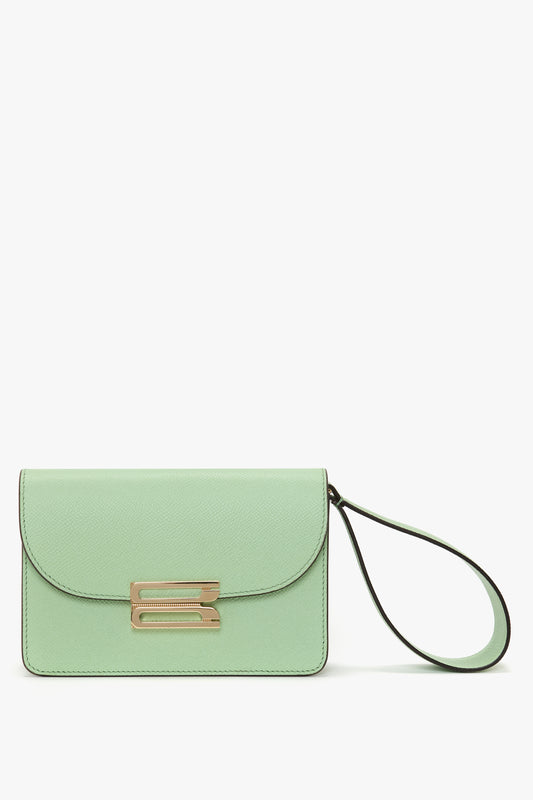 Nano Dorian Wristlet In Jade Grained Leather