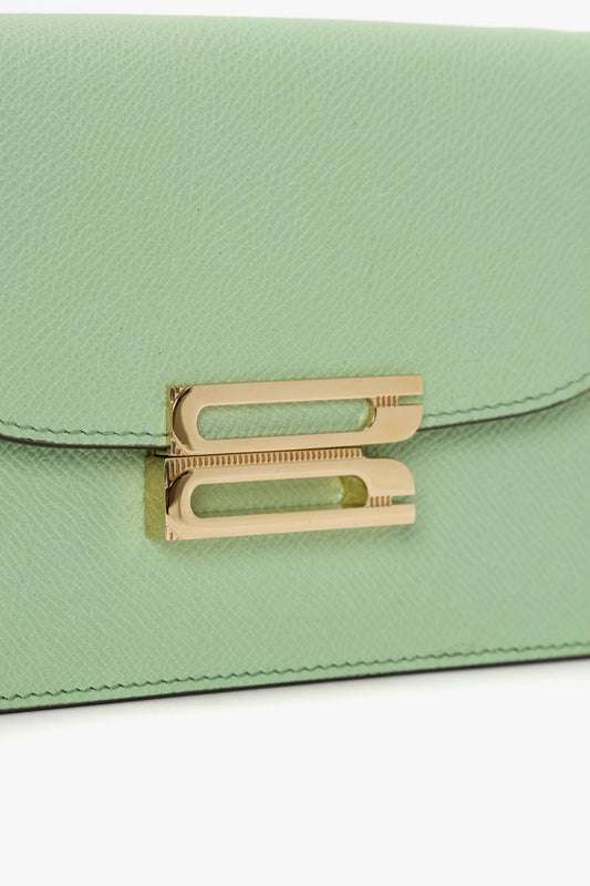 Nano Dorian Wristlet In Jade Grained Leather