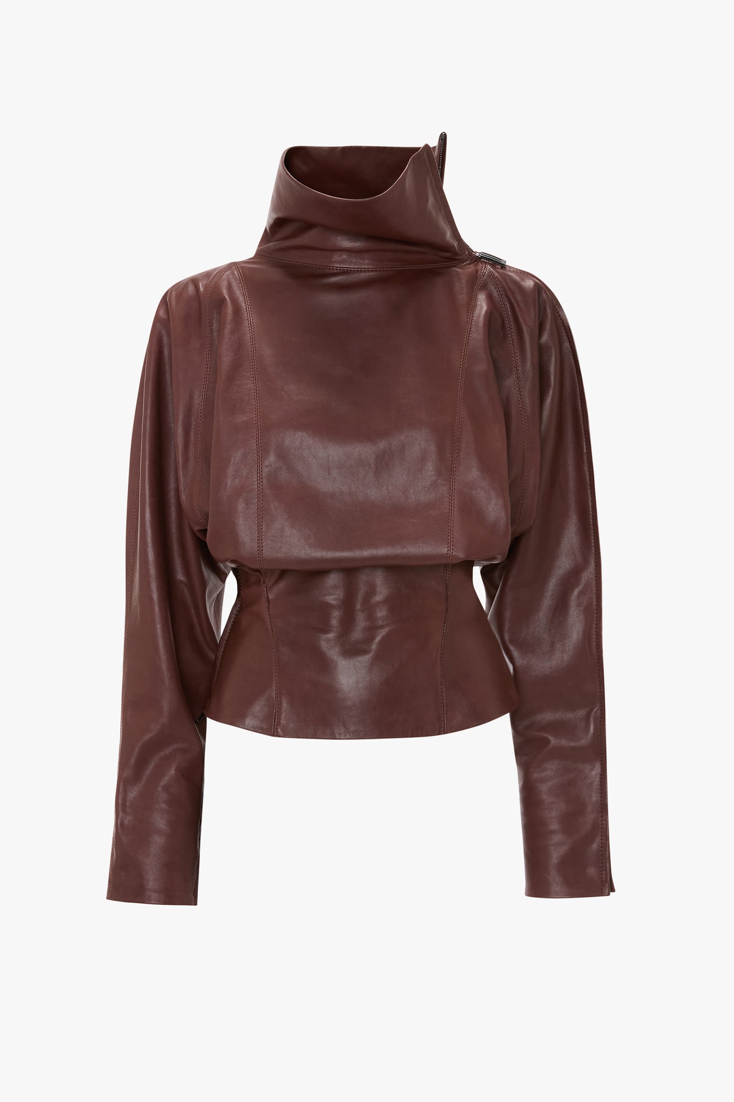 Dolman Sleeve Leather Top In Port