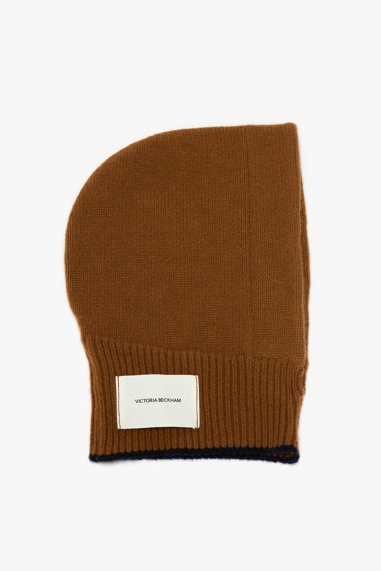 Knitted Hood In Camel-Navy