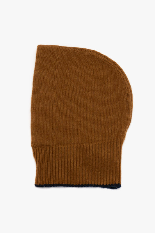 Knitted Hood In Camel-Navy