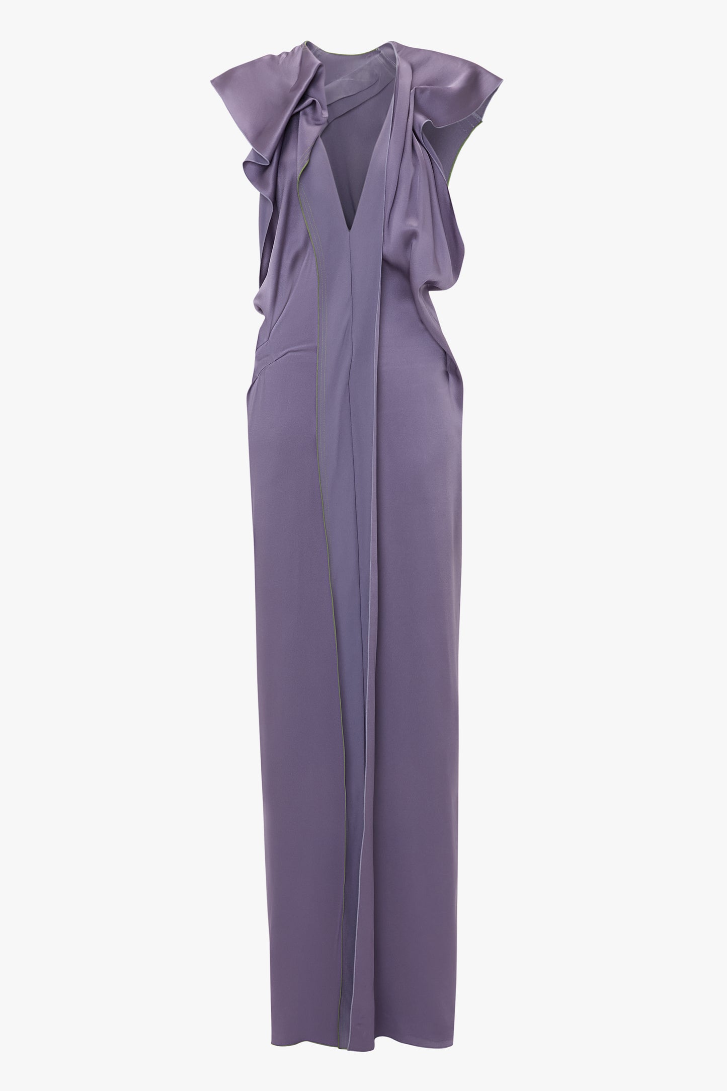 V-Neck Draped Pleat Detail Dress In Iris