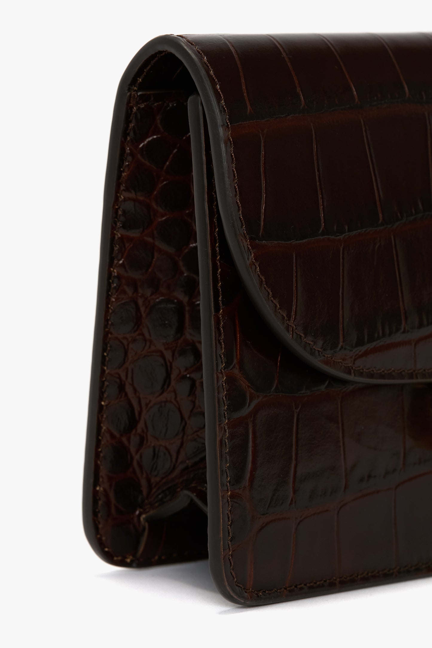 Nano Dorian Belt Bag In Dark Brown Croc Embossed Leather