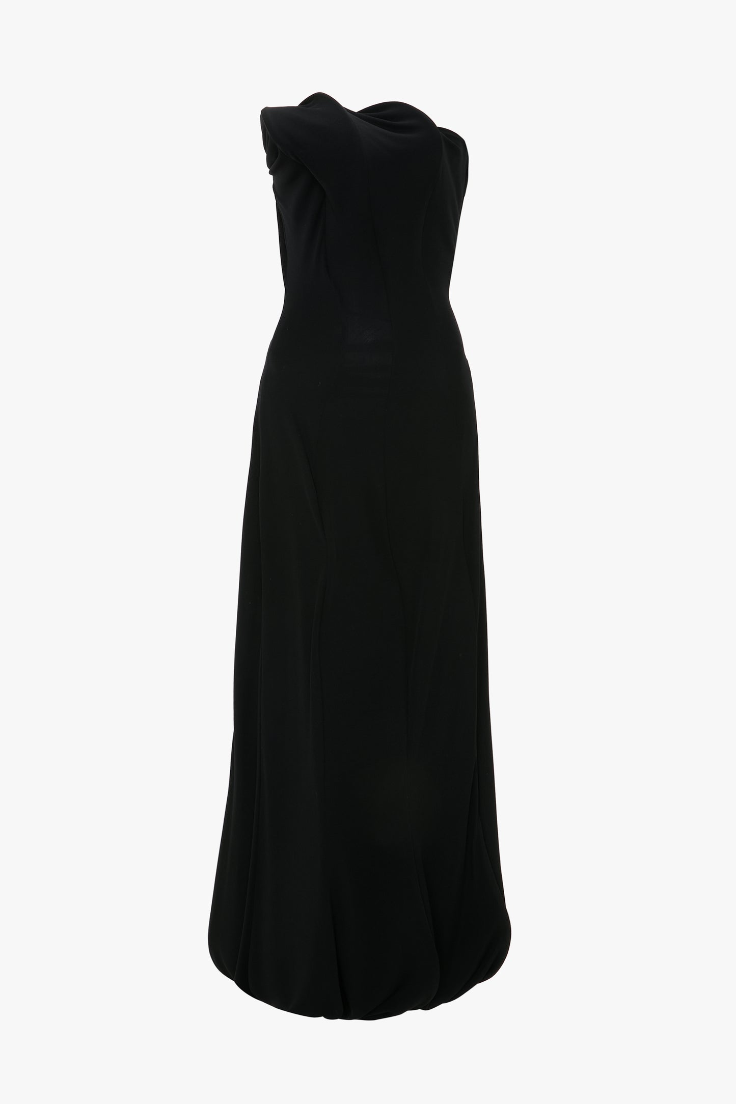 Strapless Wave Detail Gown In Gown In Black