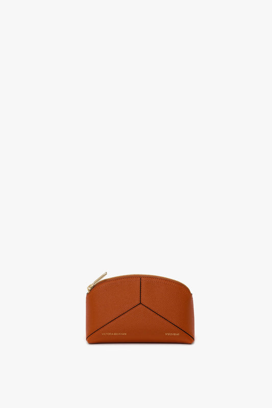 Victoria Mini Wash Bag In Burnt Orange Grained Leather