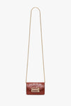 Micro Dorian Bag With Chain Strap In Brick Red Croc Embossed Leather