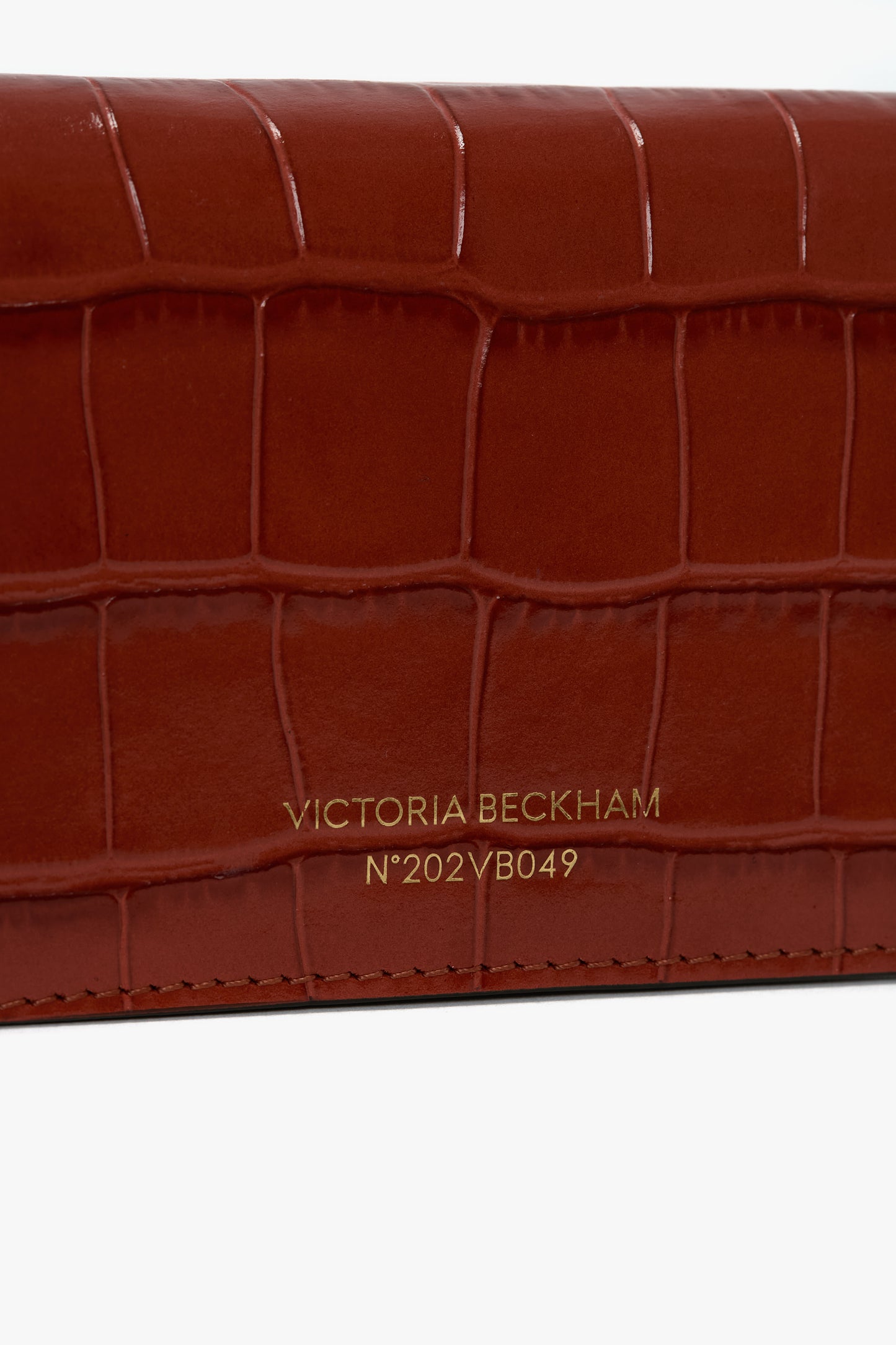 Micro Dorian Bag With Chain Strap In Brick Red Croc Embossed Leather