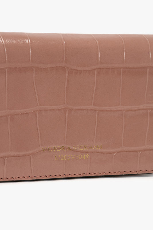 Micro Dorian Bag With Chain Strap In Blush Pink Croc Embossed Leather