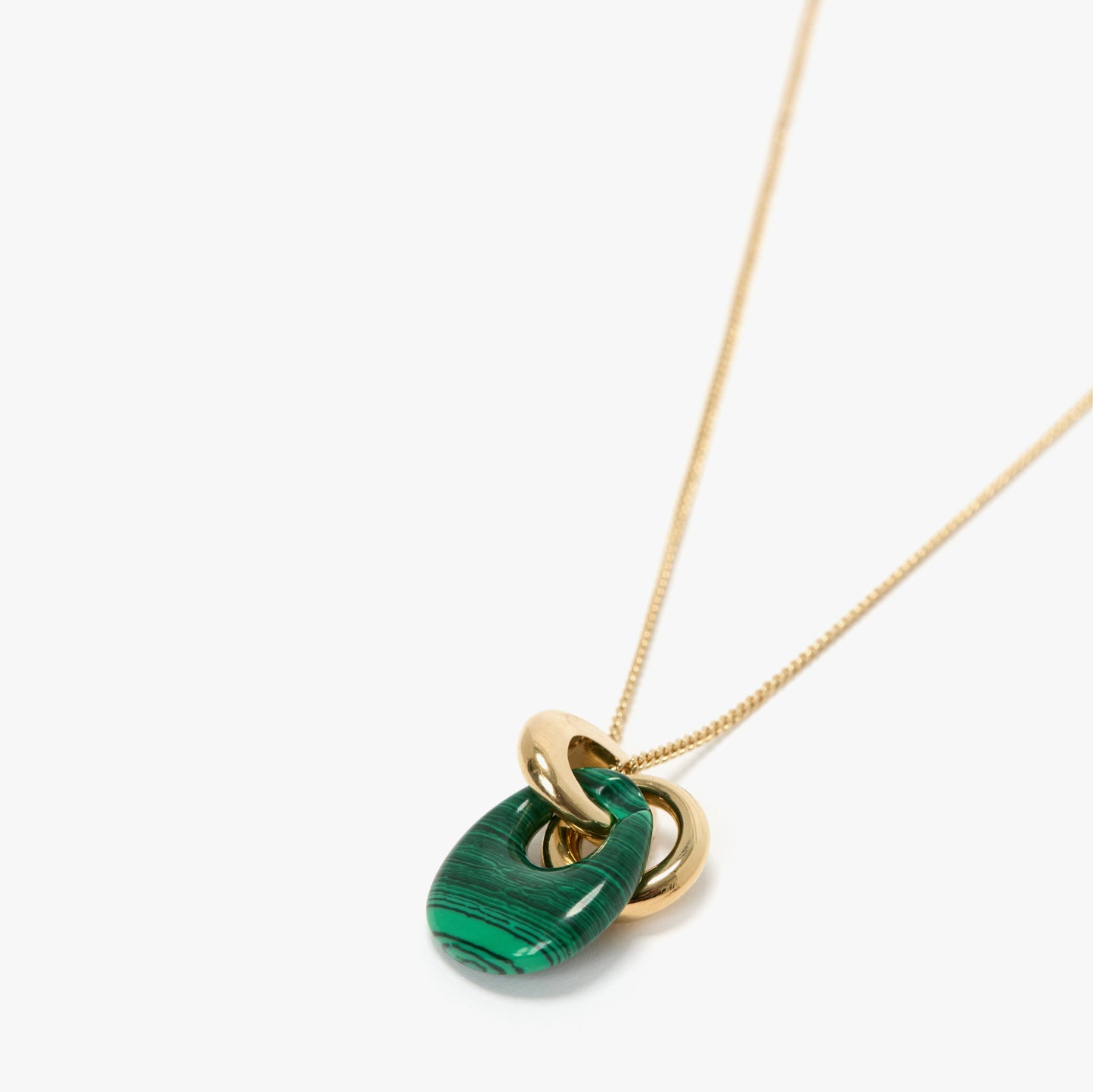 Resin Pendant Necklace In Light Gold-Emerald