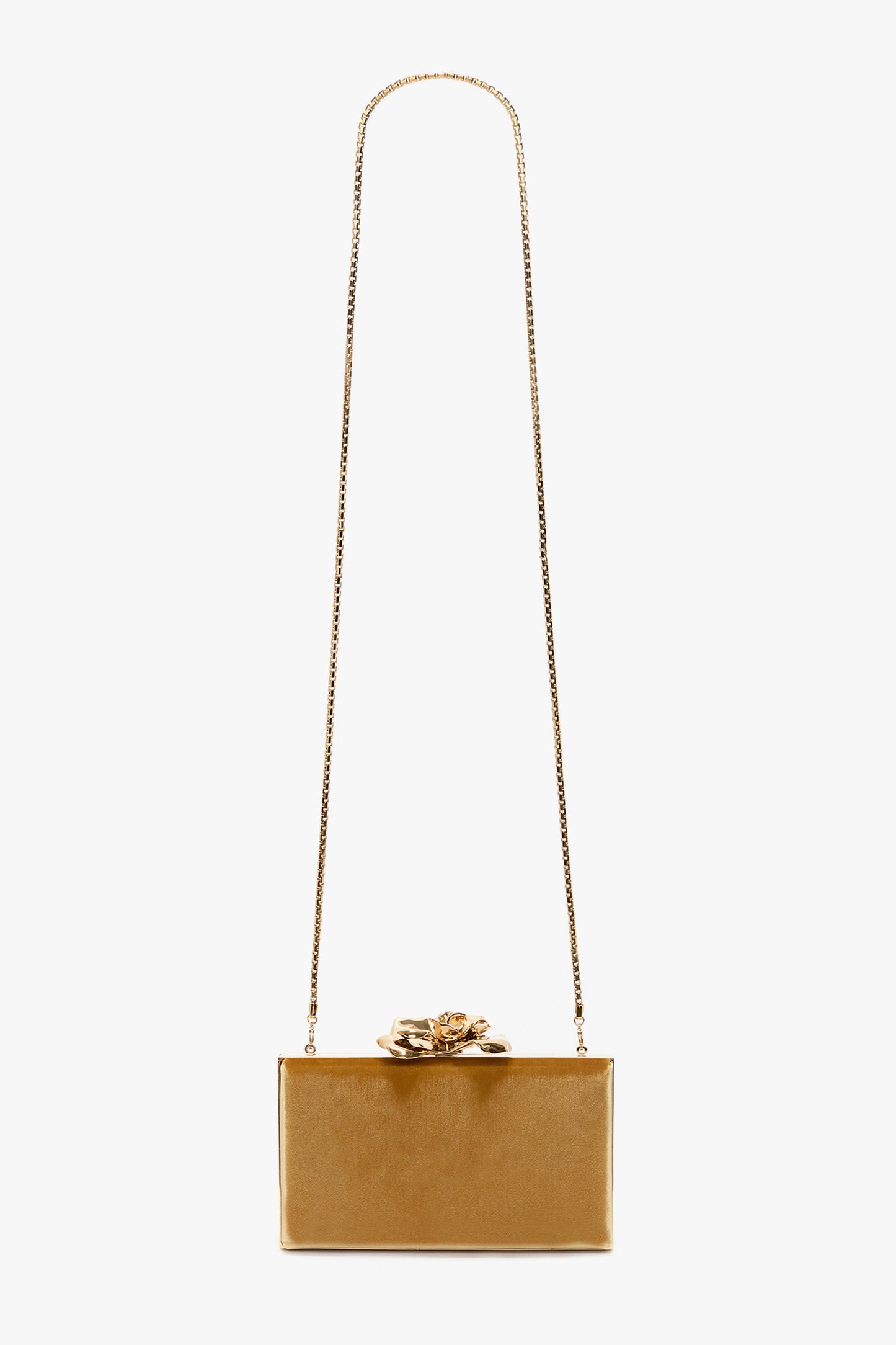 Frame Flower Bag Minaudiere In Light Gold