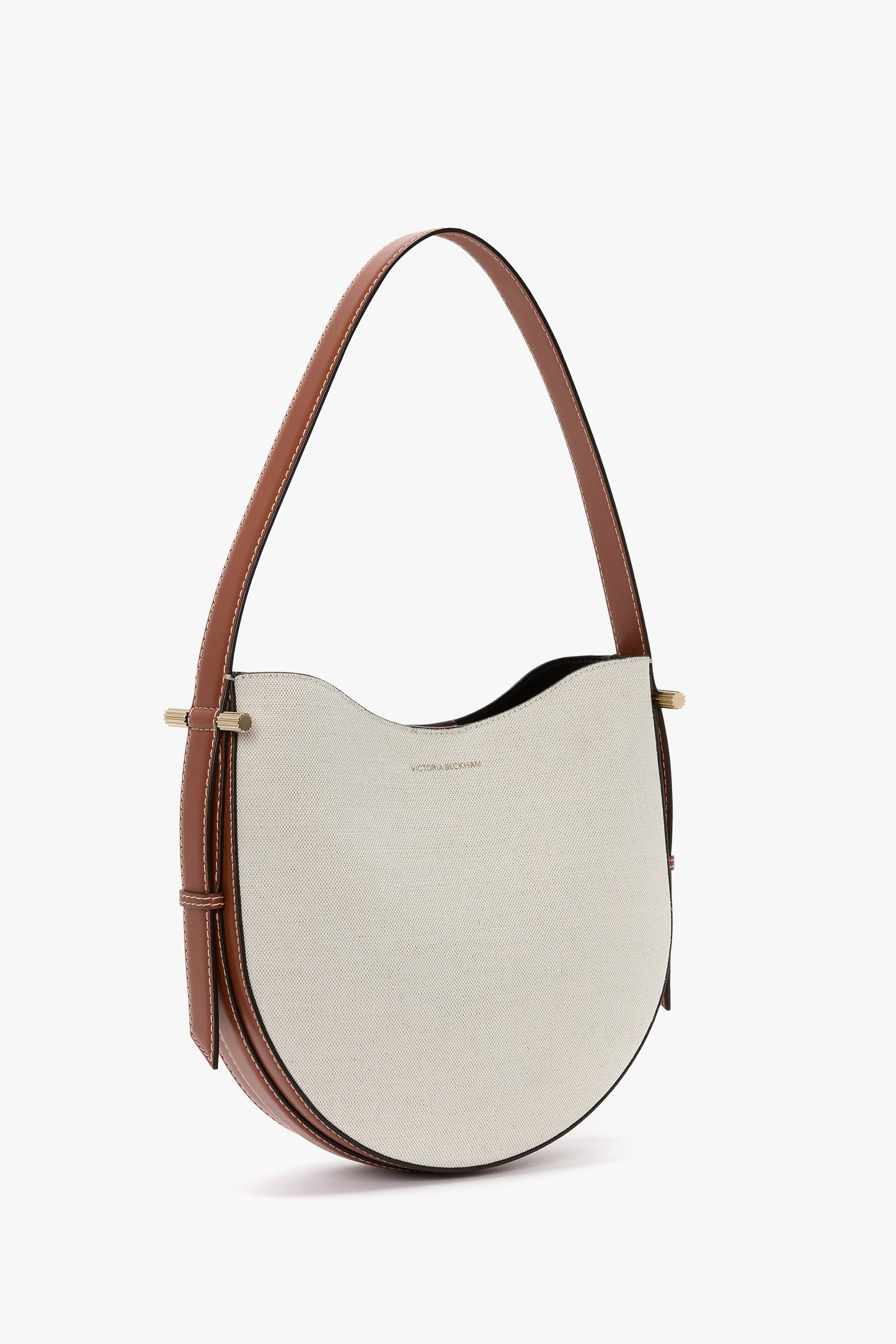 Medium Dia Hobo Bag In Ivory Canvas With Tan Leather