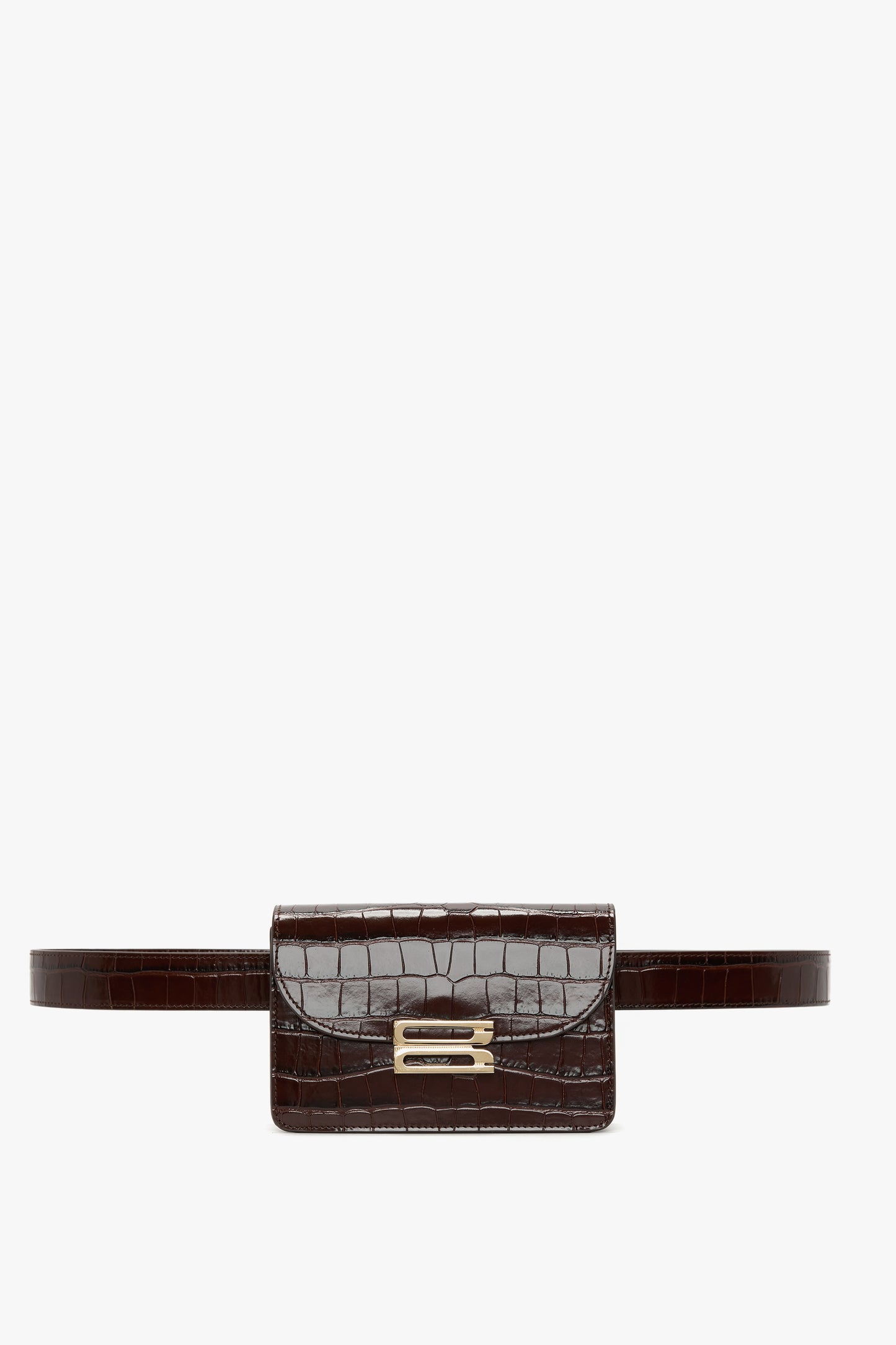 Nano Dorian Belt Bag In Dark Brown Croc Embossed Leather