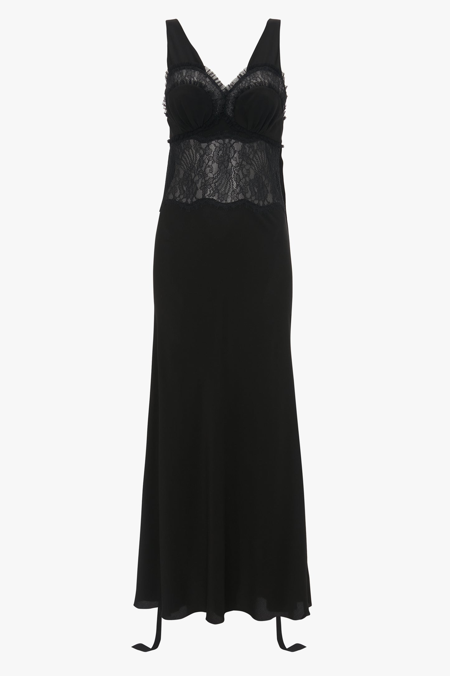 Ruffle Detail Midi Dress In Black