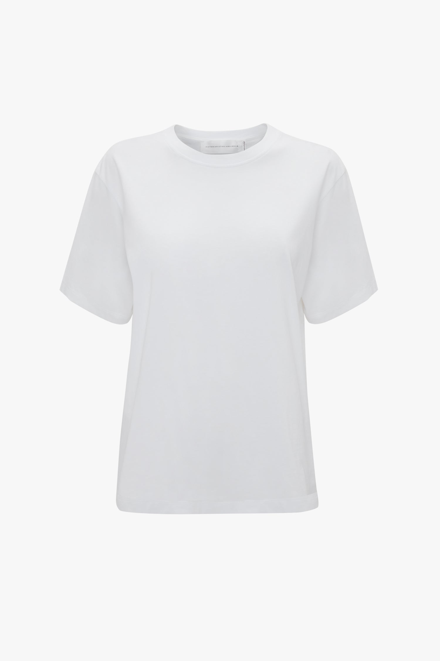 A Victoria Beckham Victoria T-Shirt In White, made from 100% organic cotton, on a white background.