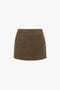 Tailored Mini Skirt In Khaki by Victoria Beckham in brown merino wool featuring a single front pocket and structured waistband.