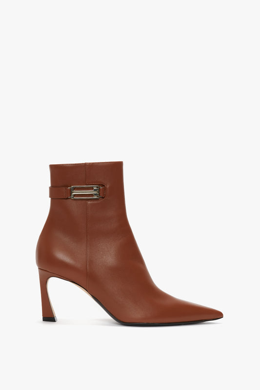 Pointed Toe Half Boot In Tan Leather