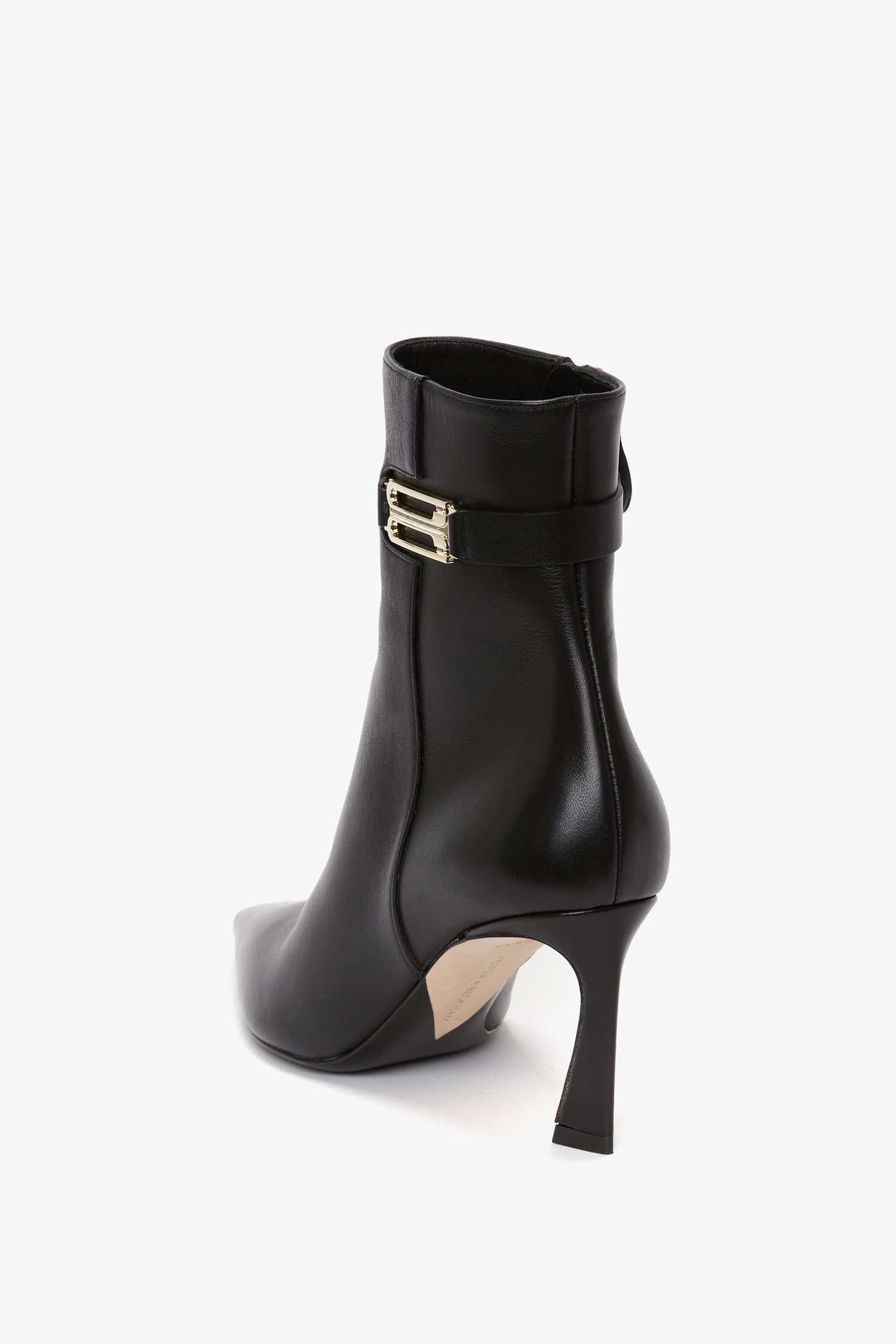 Black leather pointed toe booties best sale