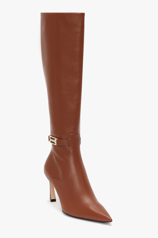 Pointed Toe Boot In Tan Soft Calf Leather