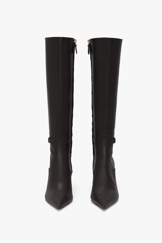 Pointed Toe Boot In Black Soft Calf Leather