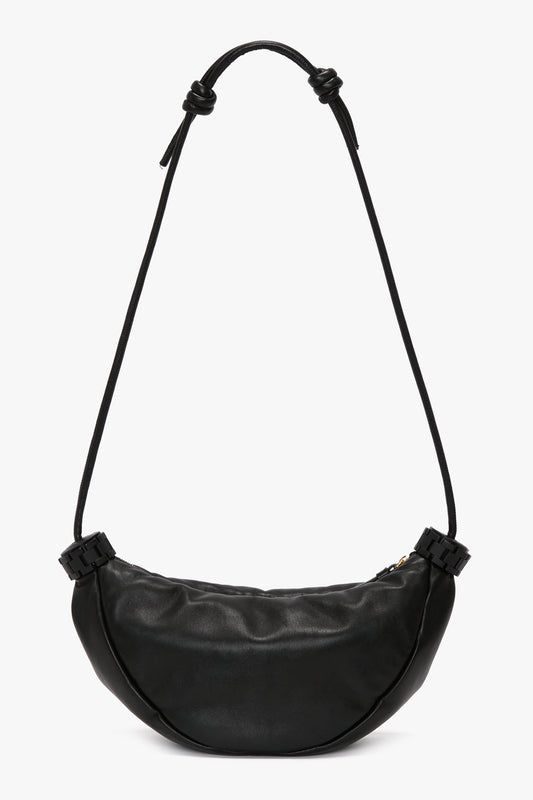 Puffy Half Moon Shoulder Bag In Black Leather