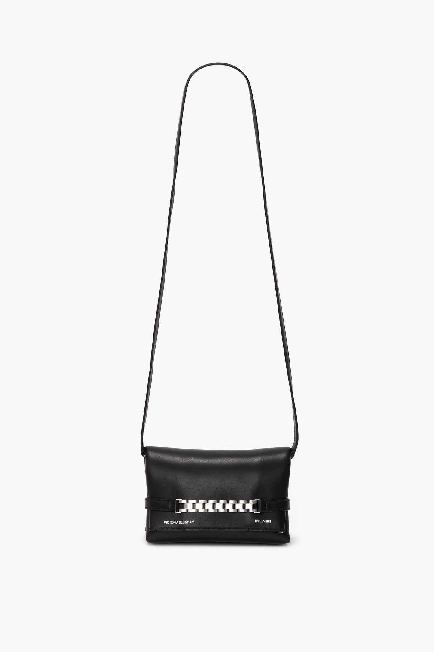 Mini Chain Pouch Bag With Silver Chain In Black Leather