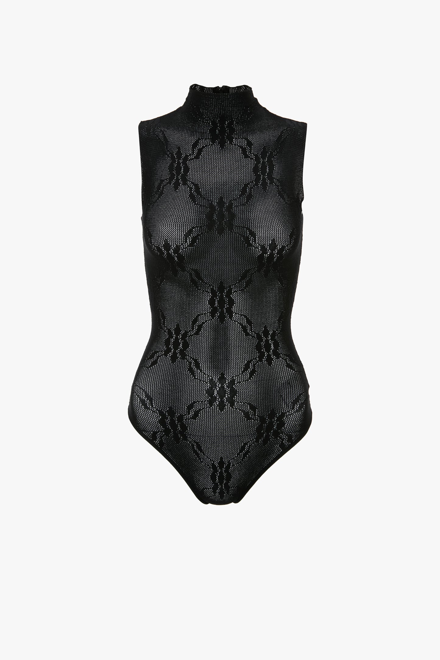 Sleeveless High Neck Bodysuit In Black