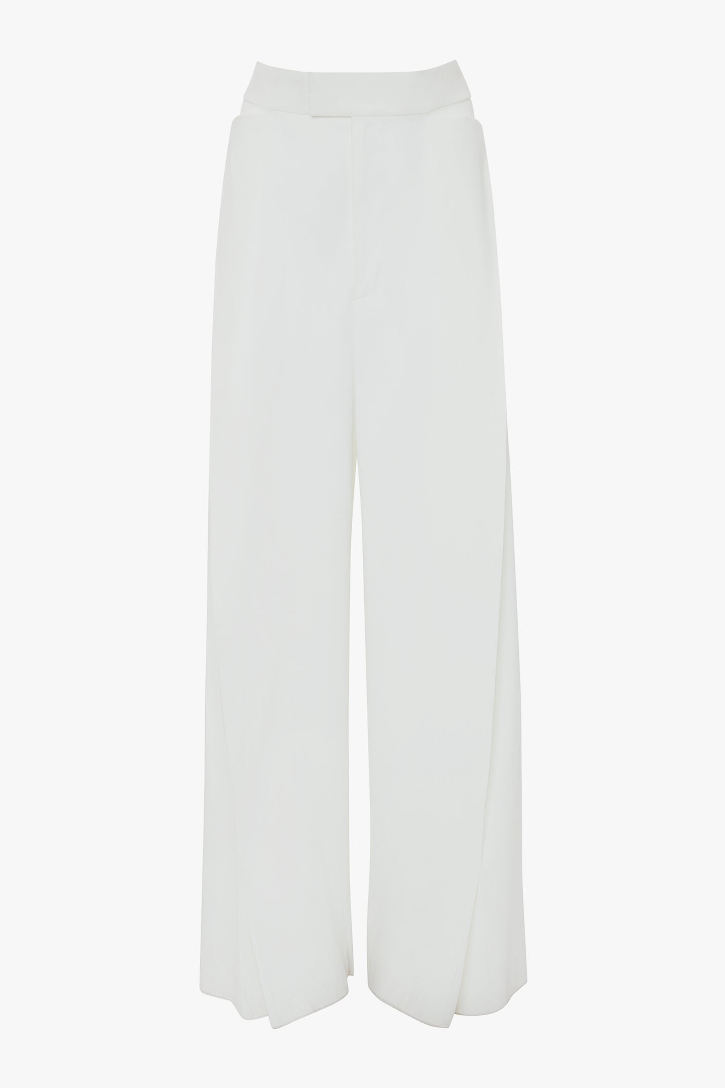 Wide Leg Pleat Detail Trouser In Ivory