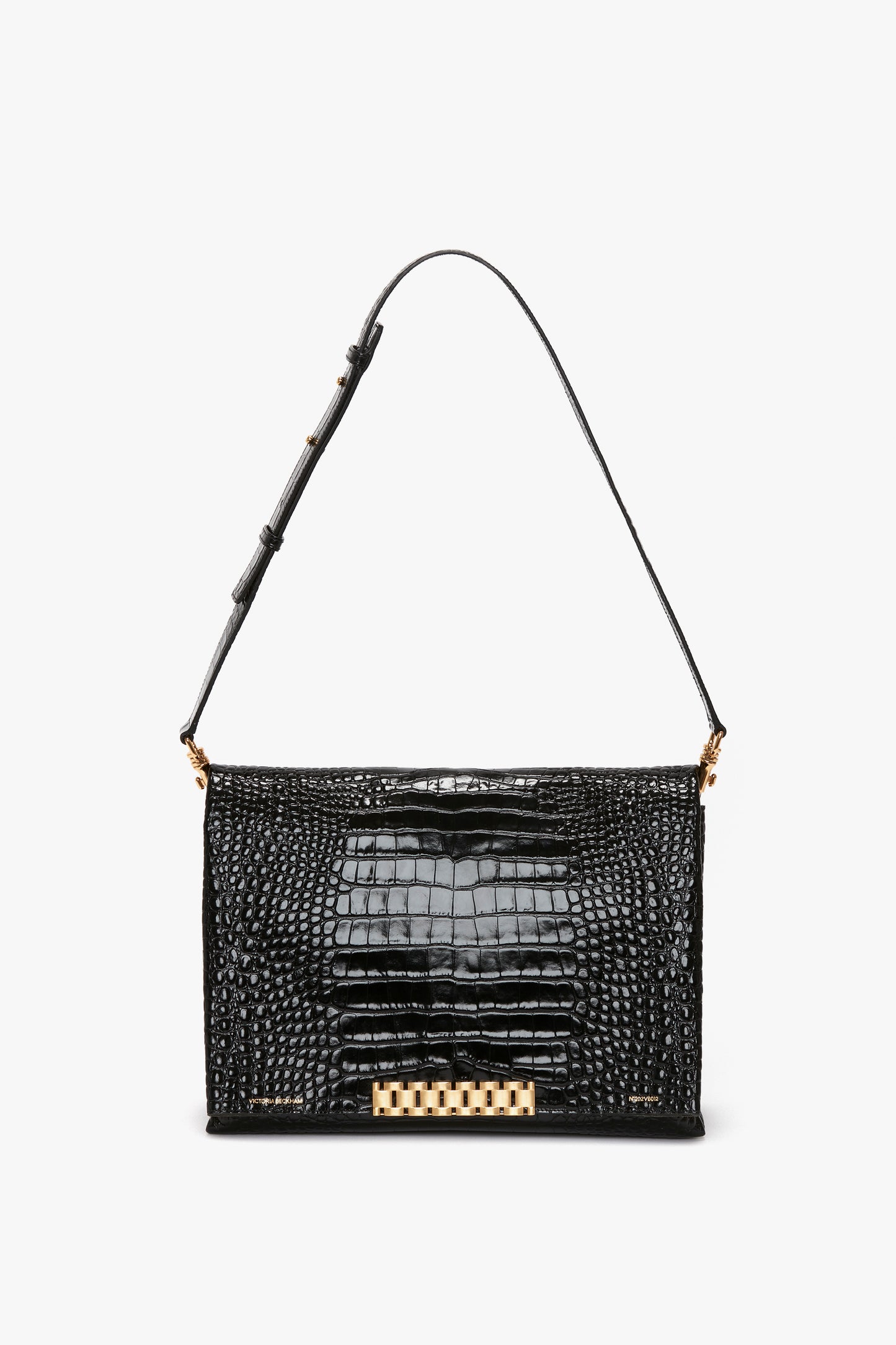 Jumbo Chain Pouch in Black Croc-Effect Leather – Victoria Beckham UK