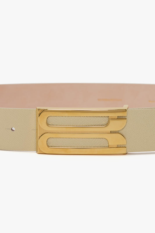 Jumbo Frame Belt In Ivory Grained Leather