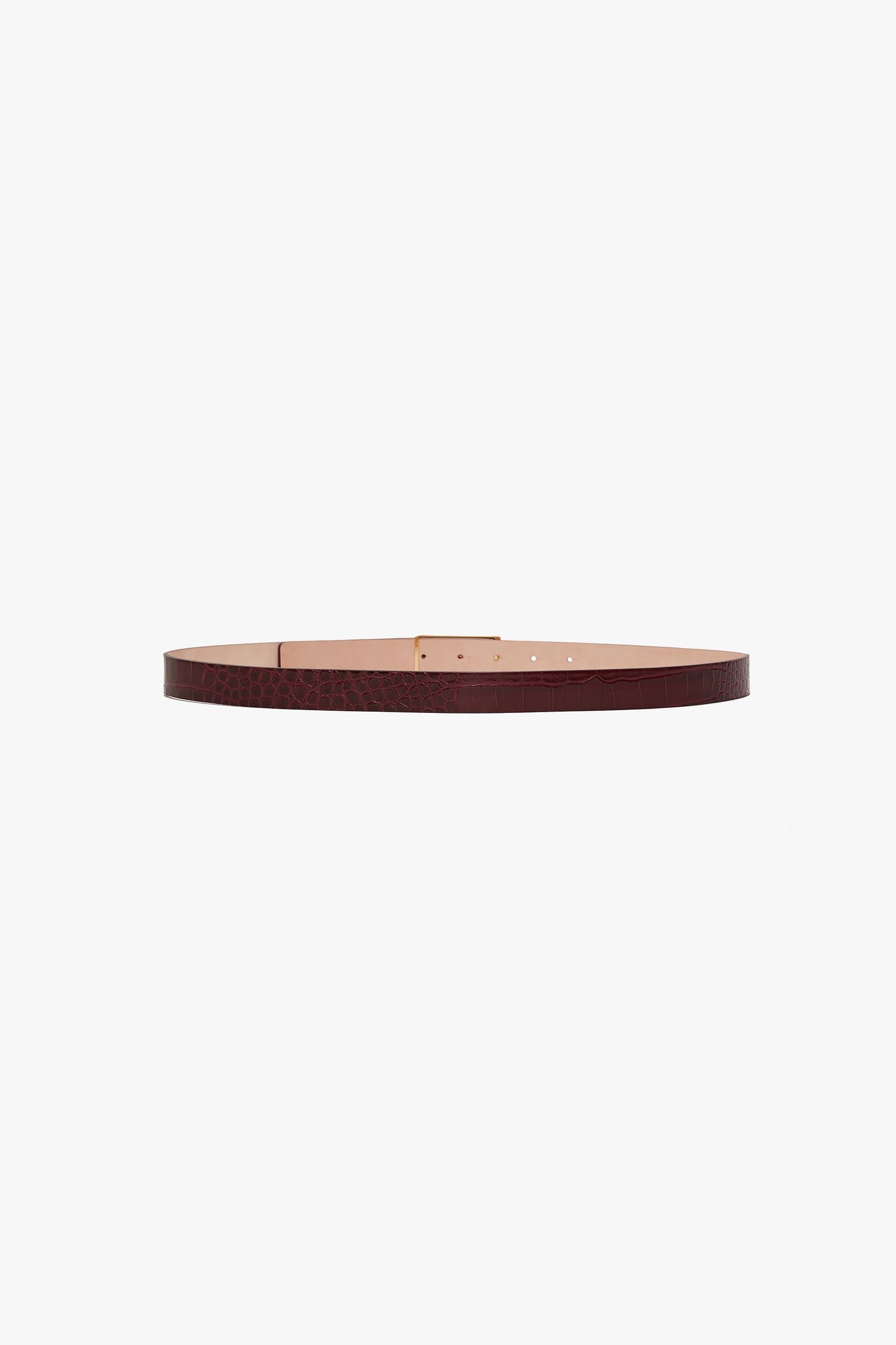 Frame Belt In Dark Brown Croc Embossed Leather