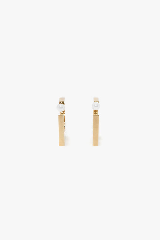 Square Faceted Hoop Earrings In Light Gold