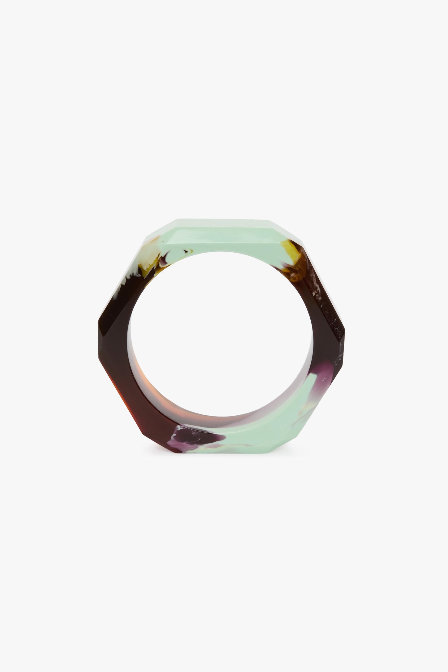 Resin Hexagonal Bangle In Light Blue-Honey