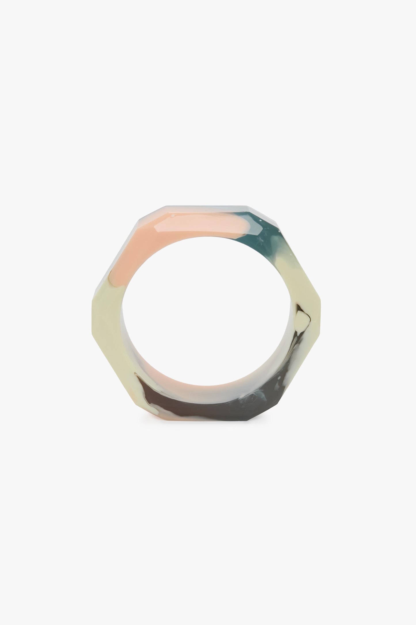 Resin Hexagonal Bangle In Peach-Vanilla